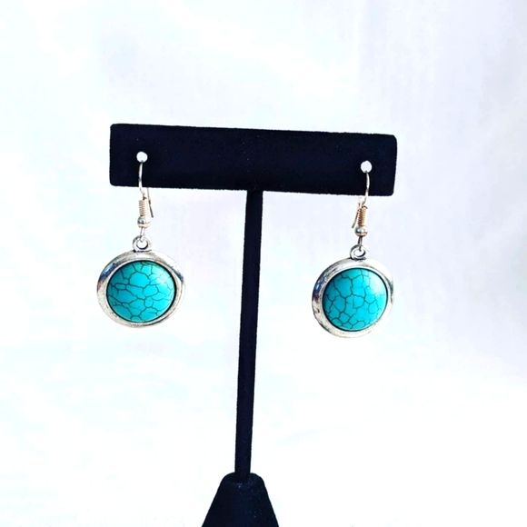 Round turquoise earrings - Picture 1 of 1